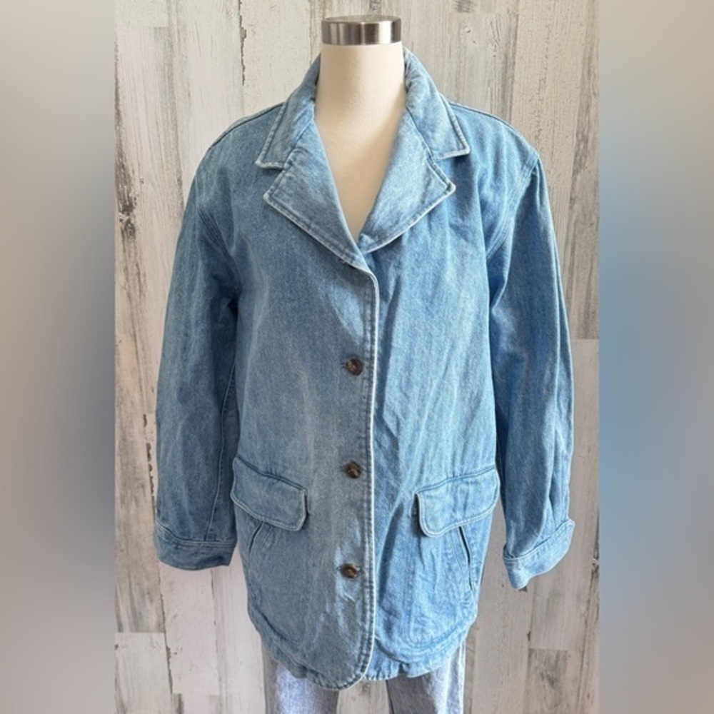 Vintage Lands’‎ End Denim Chore Jacket Medium barn coat women’s farm unique